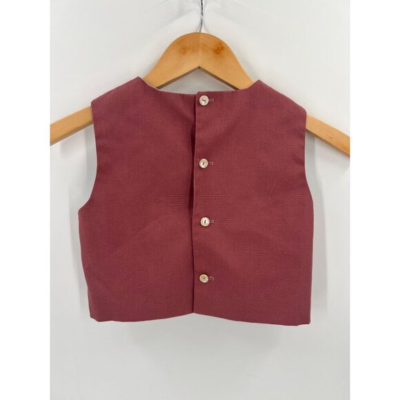 Vtg Chocolate Soup Girls 8 Butterfly Applique Vest Top Cropped Maroon 90s - Picture 4 of 8